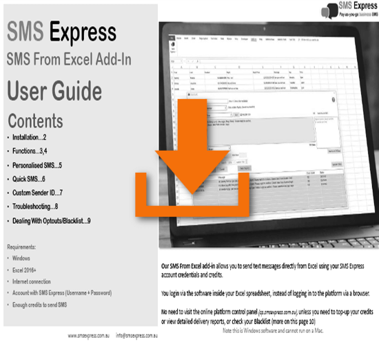 sms from excel PDF userguide